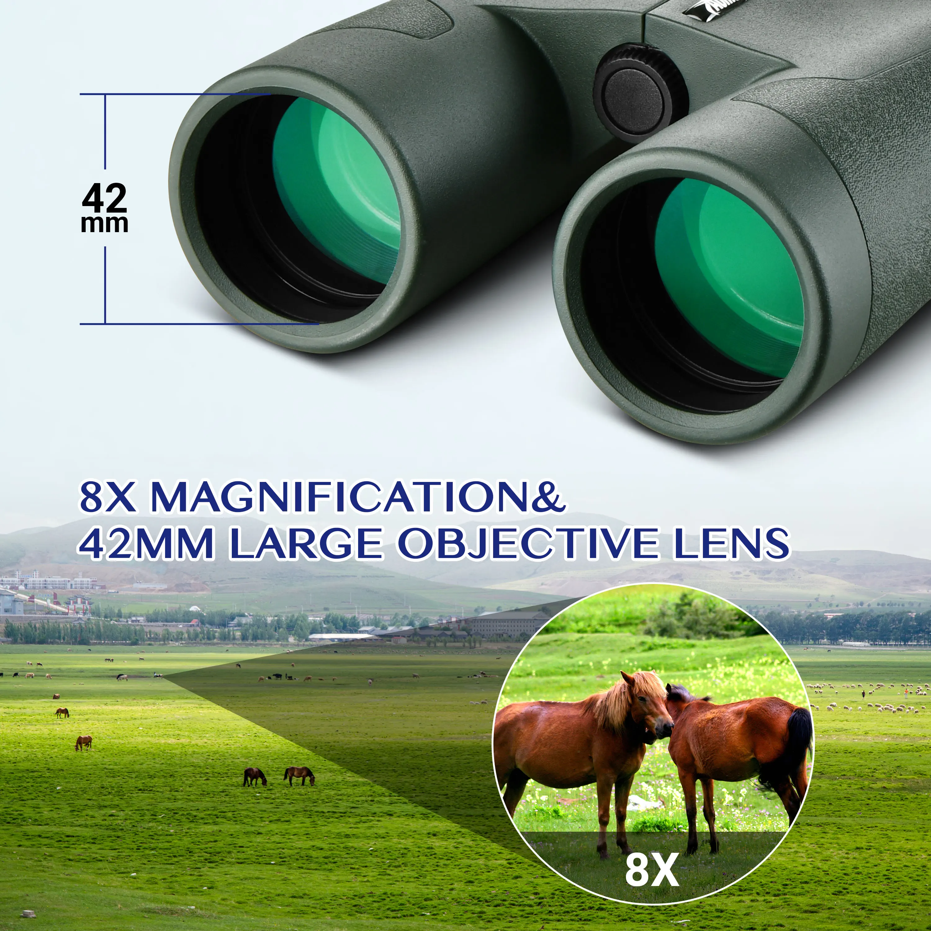 8X42 Binoculars ED BaK4 Prism FMC Lens Fogproof Waterproof for Boating Hunting