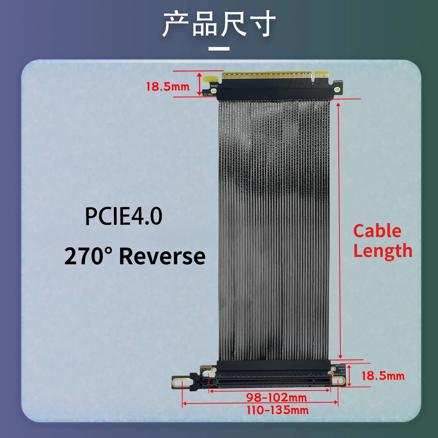 

Vertically GPU Extension PCI-E 4.0 X16 Riser Cable for NZXT H1 270° Reverse Right Angled for PHANTEKS 217e Chassis Graphics Card