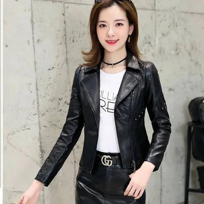 Women Jackets Spring Autumn New Faux Leather Jacket Womens Casual Slim Waterproof Windproof Basic Coats Short Female Jacket