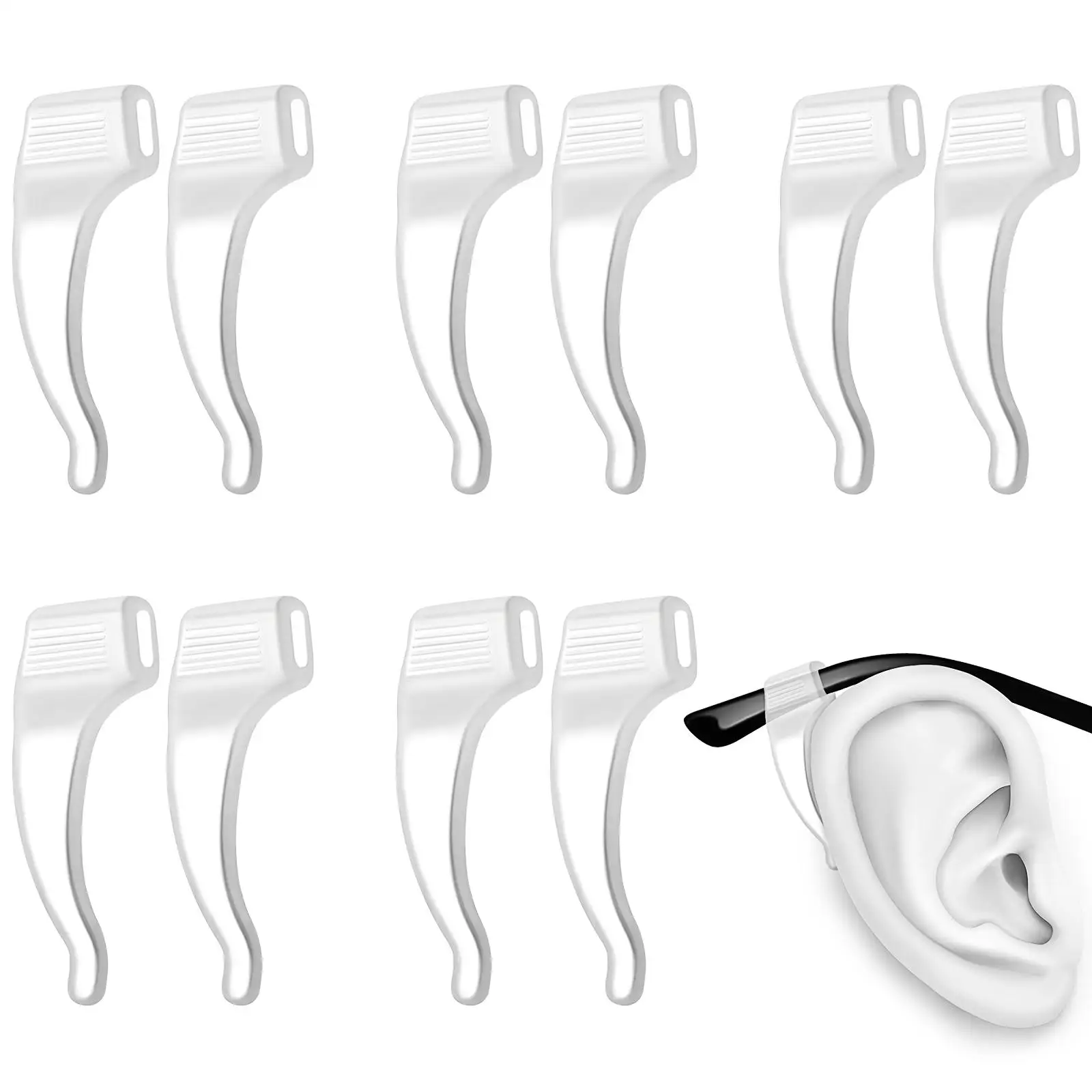 20 Pairs Non slip Ear Hook Transparent Silicone Glasses Grips Eyeglass Ear Grips Retainer Hooks Temple Tips Lightweight Sports