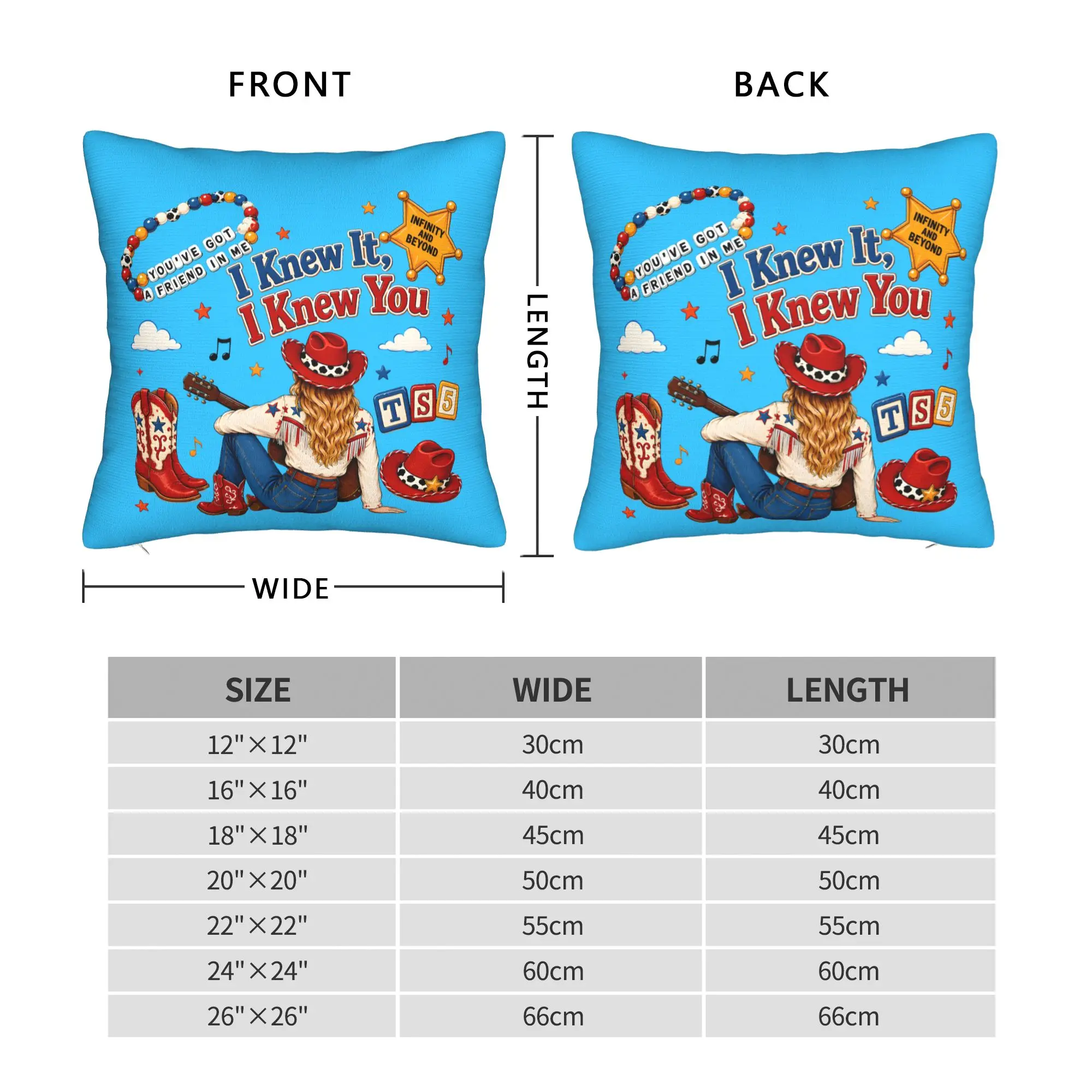 I Knew It I Knew You Friendship Tour  Pillowcase Cushion Cover Decorations  Western Cowgirl TS5 Pillow Case Cover Home Zippered