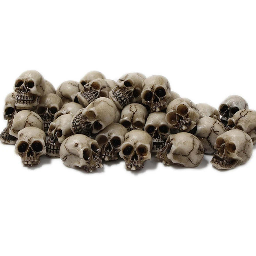 5/10pcs Mini Skull Miniatures, Skeleton Head Figurines for Fairy Garden Halloween Micro Landscape Home DIY Craft Decoration