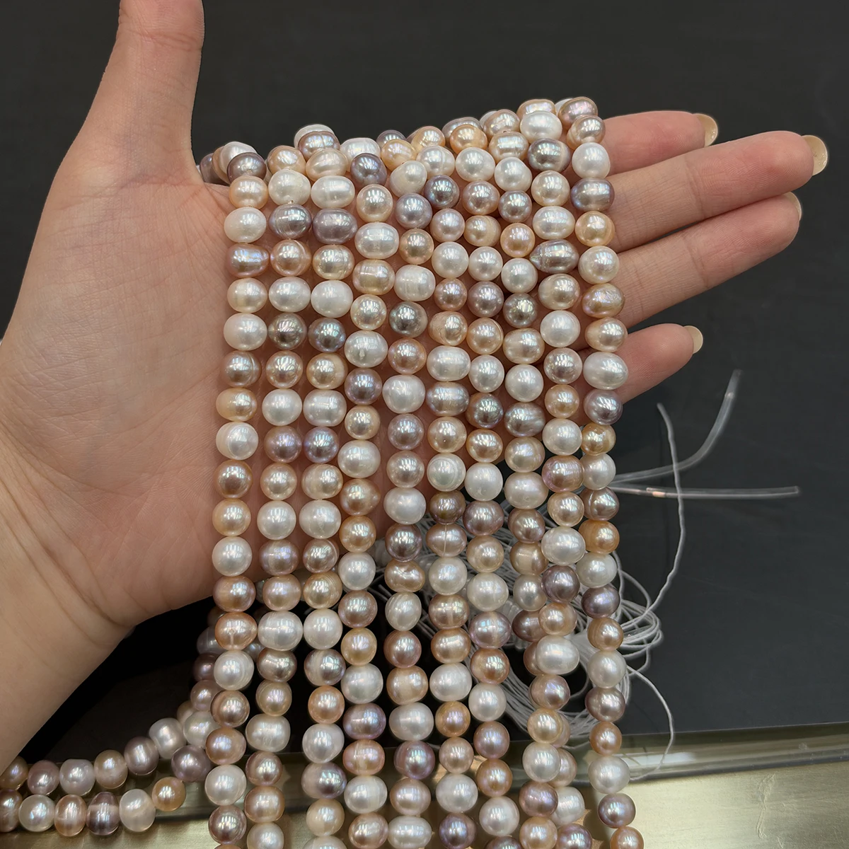 AA 7-8mm Natural Freshwater Multi Color Near Round Pearl Loose Beads Handmade DIY Jewelry Making Necklaces Bracelets Accessories