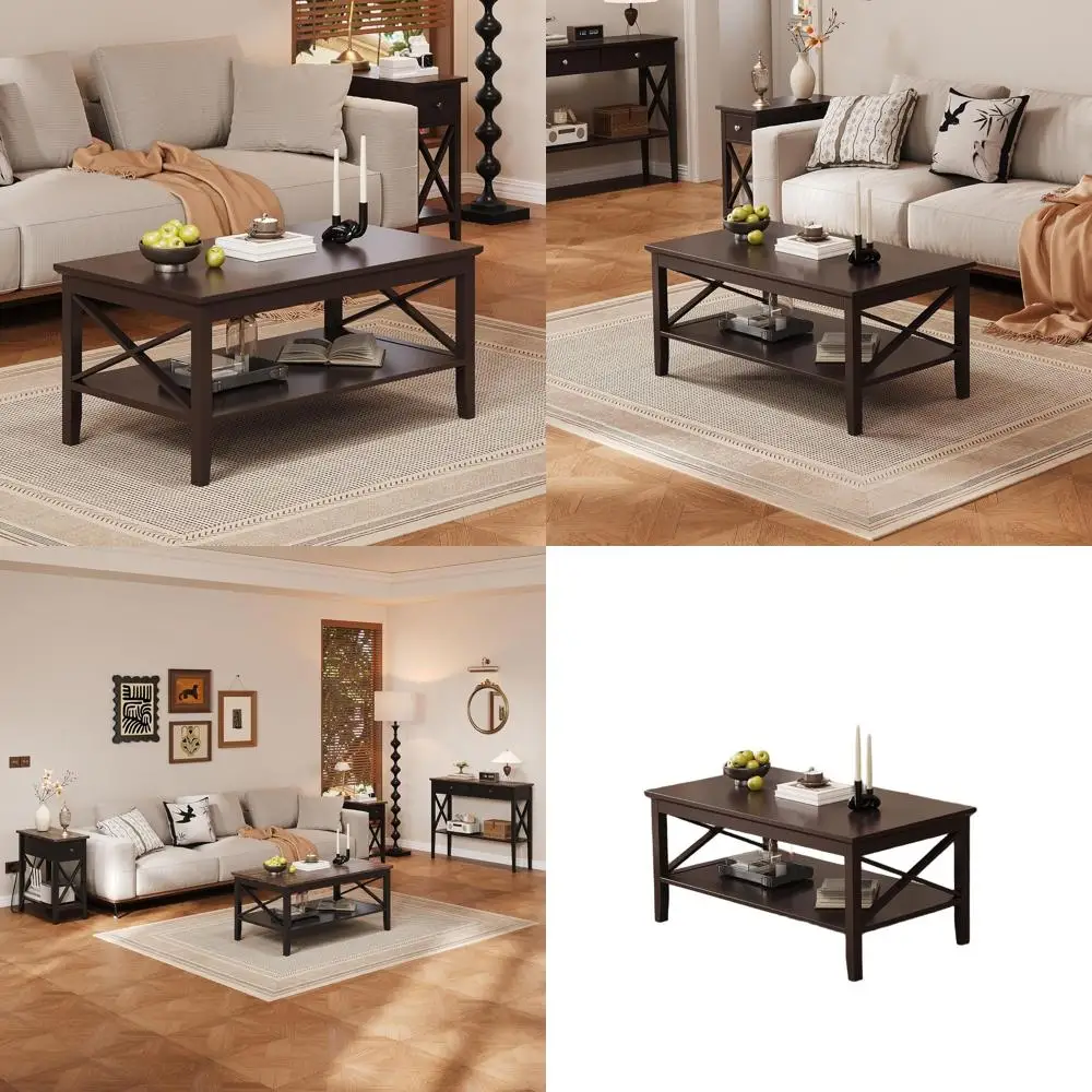 

Sturdy 47 Brown Wooden Storage Coffee Table for Living Spaces