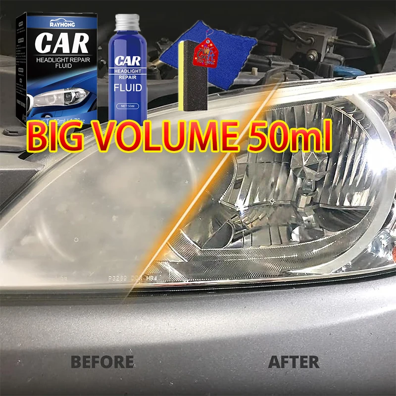 

Car Headlight Restoration Kit for Yellowing recover 50ml Headlights Repair Fluid Polishing Liquid Auto Parts Cleaner Set Kit