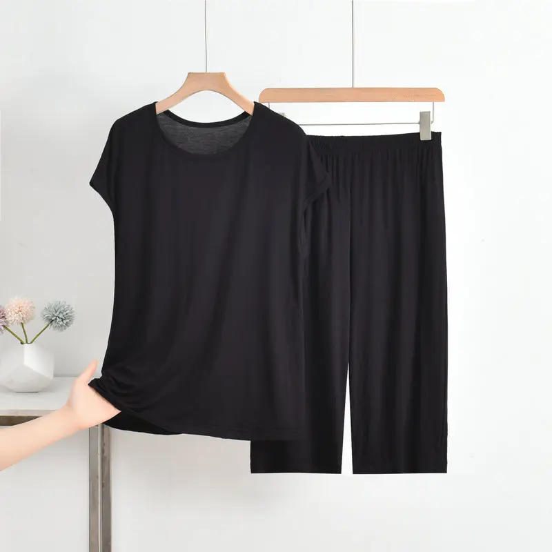 Summer Pijamas For Women  Sleeveless Thin O-Neck Pullover Pajamas Set Solid Color Loose 3XL New Home Suit