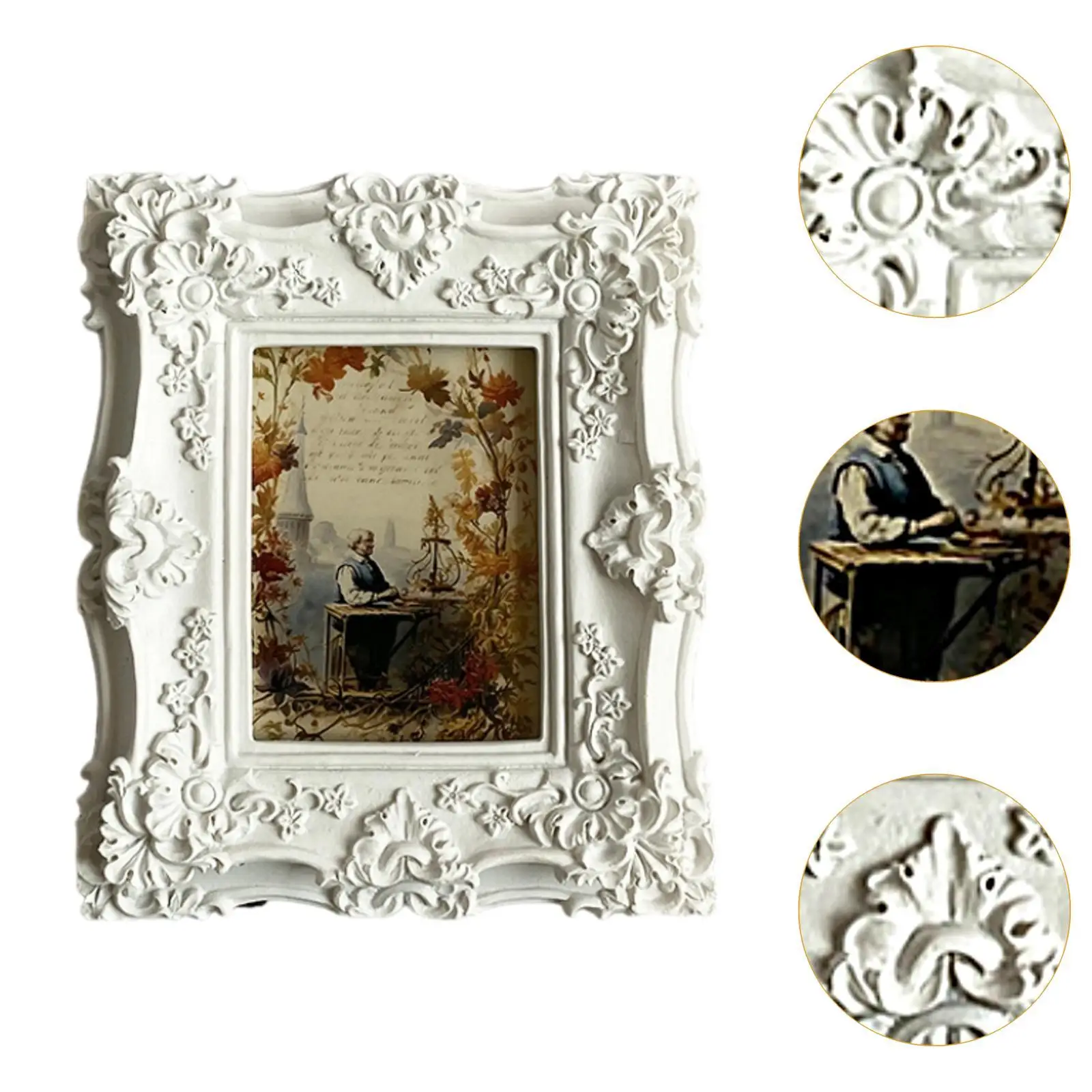 Vintage Photo Frame Rectangular Resin Picture Frame for Desktop Bedroom Wall