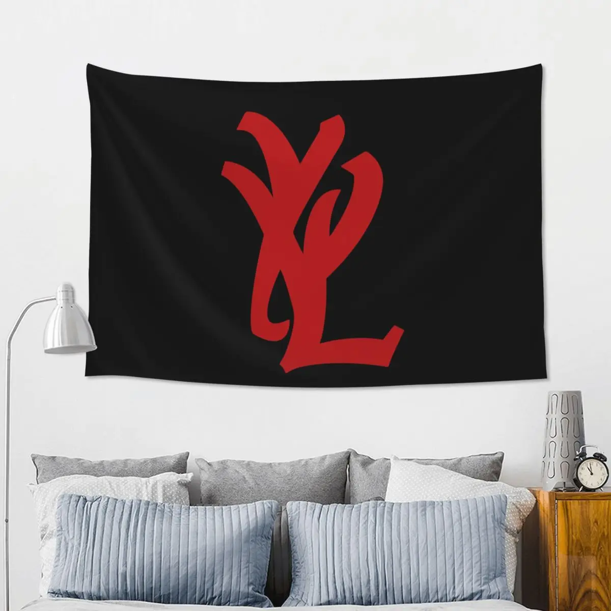 Rapper Playboi Carti YVL Red Logo Tapestry Art Wall Hanging Aesthetic Home Decor Tapestries for Living Room Bedroom Dorm Room