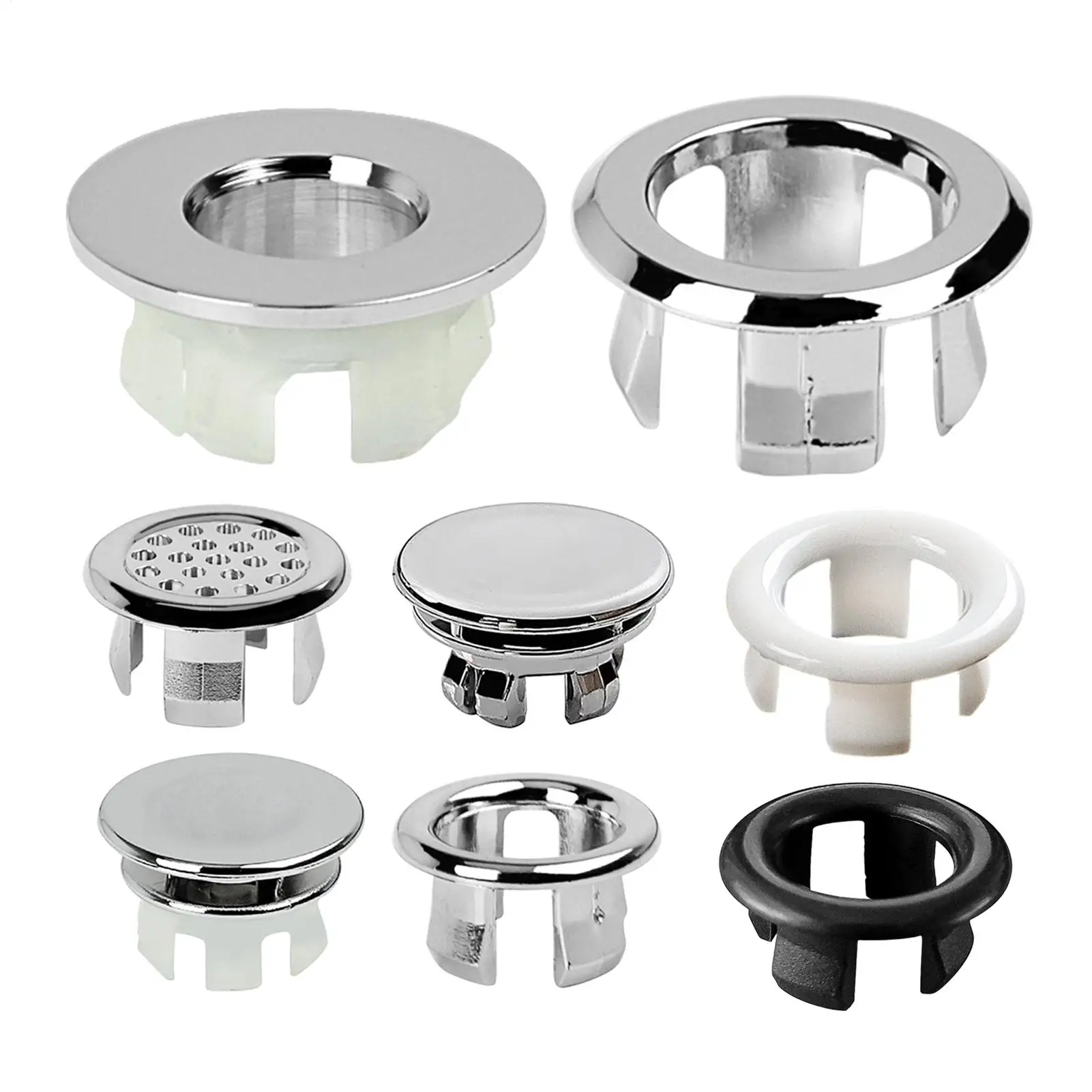 Bathroom Overflow Drain Cover 22-24mm Sturdy Round Overflow Hole Round Basin Trim Drain Cap Cover for Hole Diameter Replacement