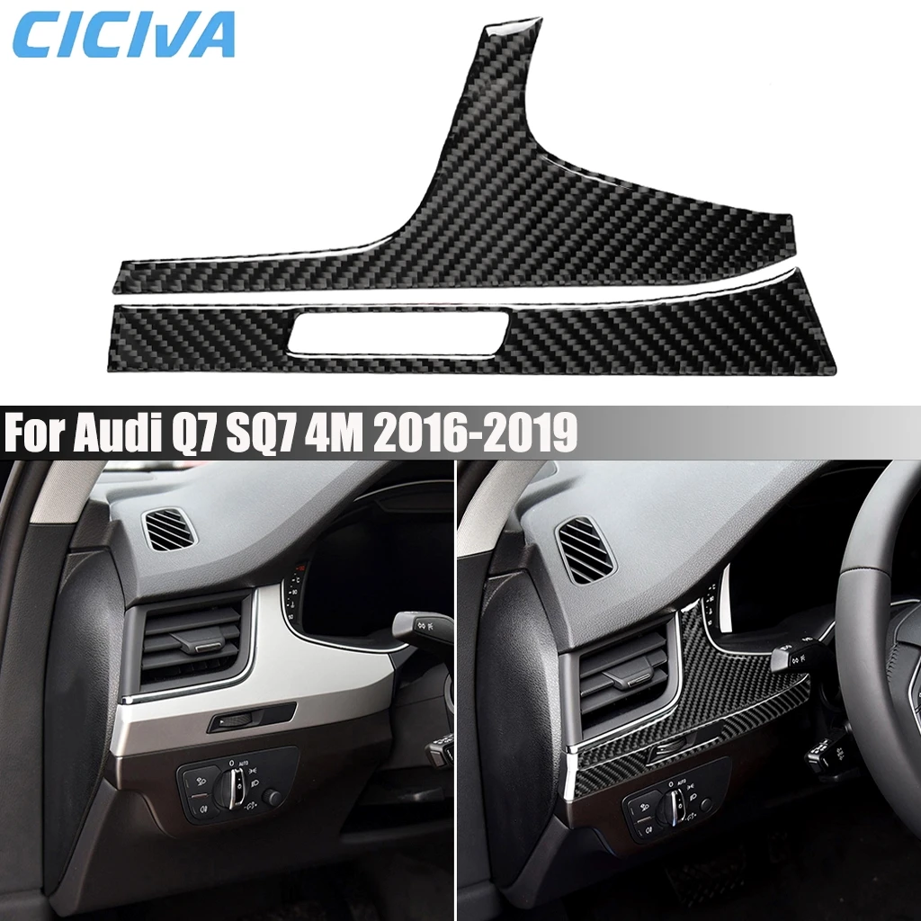 

Автомобильные аксессуары из углеродного волокна, приборная панель, левая сторона, декоративная внутренняя крышка, модифицированная наклейка на отделку для Audi Q7 SQ7 4M 2016-2019