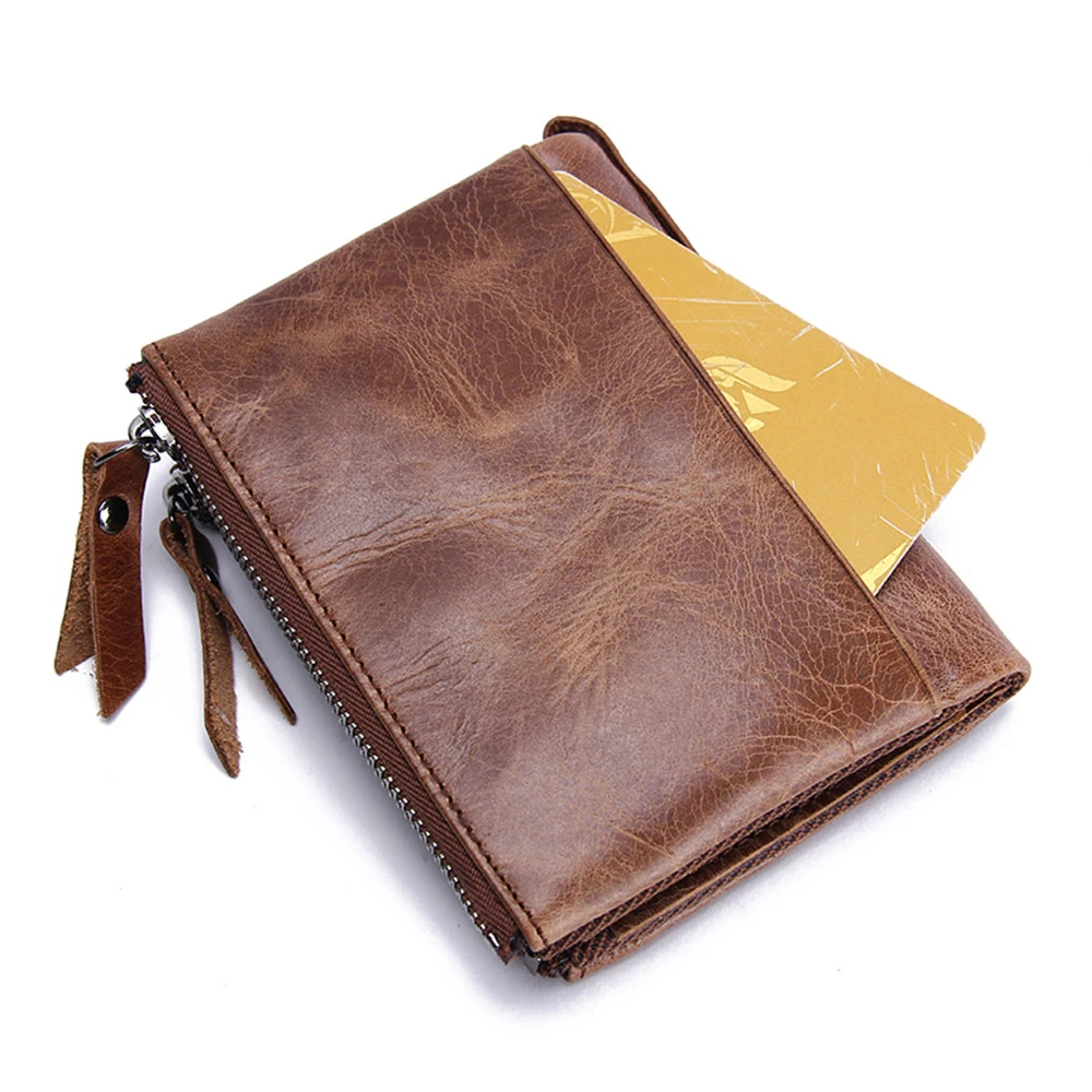 CONTACT'S HOT Genuine Crazy Horse Cowhide Leather Men Wallet Short Coin Purse Small Vintage Wallets Brand High Quality Designer