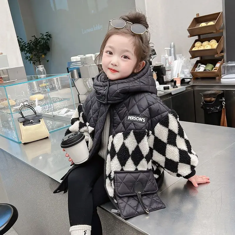 Thickened Girls Cotton Coat 2024 New Fashionable Baby Cotton Coat Winter Girls Winter Cotton Coat Children Winter Clothes