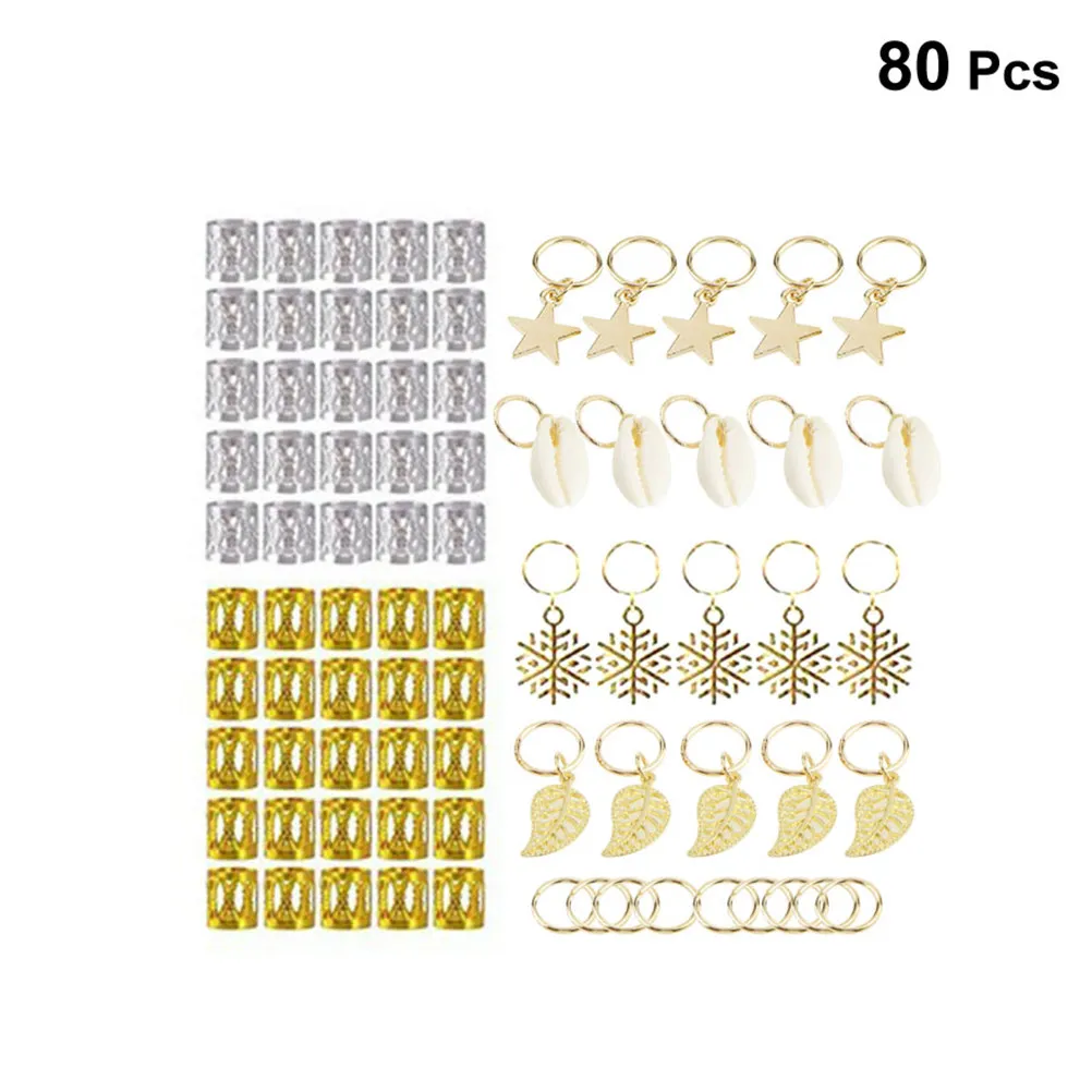 

80 шт. металлических колец для волос, полые филигранные трубки для дредов, кос, в пиратском и средневековом стиле, антикоррозийные, легкие декоративные кольца для волос