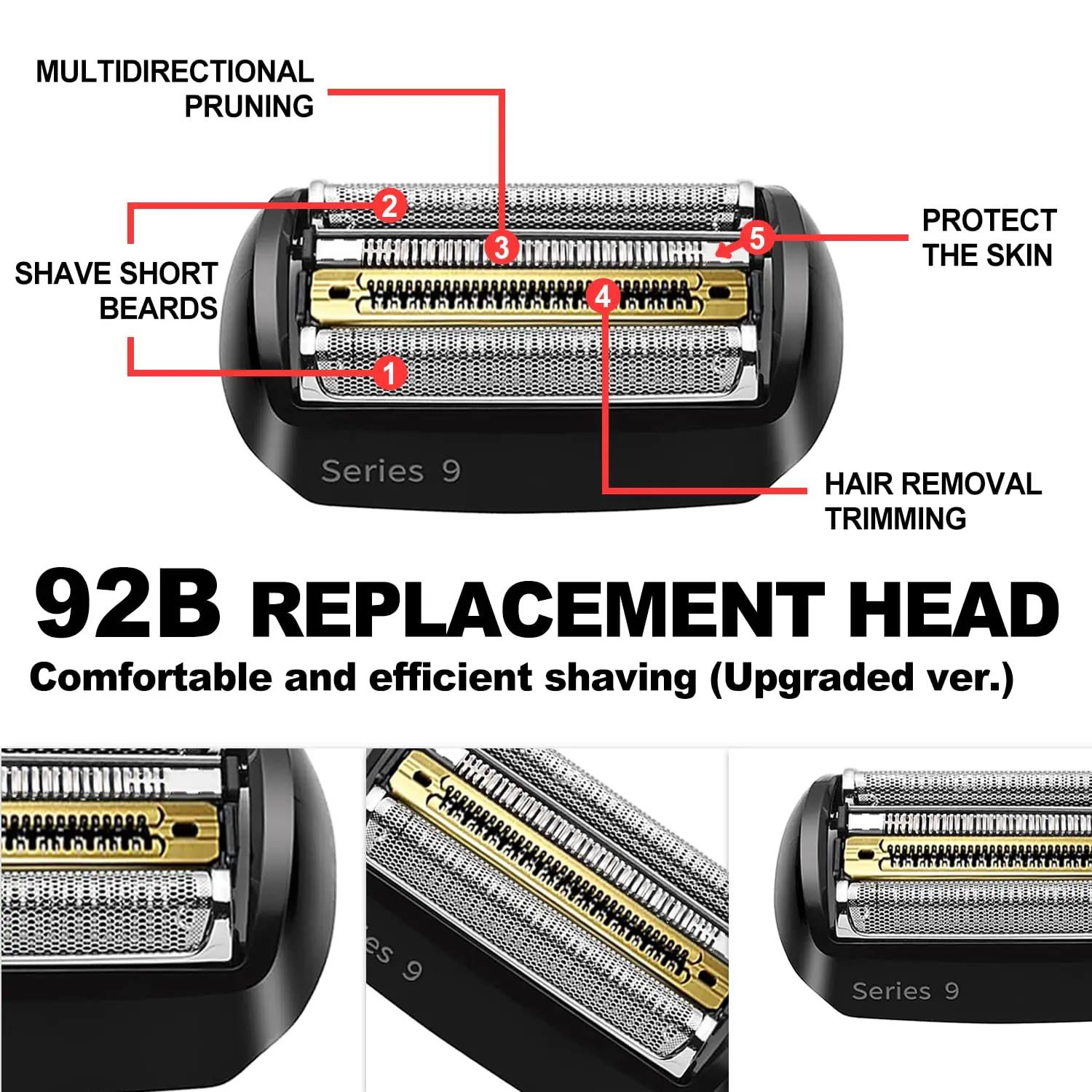 92B Electric Replacement Shaver Head Accessories For Braun Series 9 9290cc 9291cc 9370cc 9293s 9385cc 9390cc 9330s 9296cc