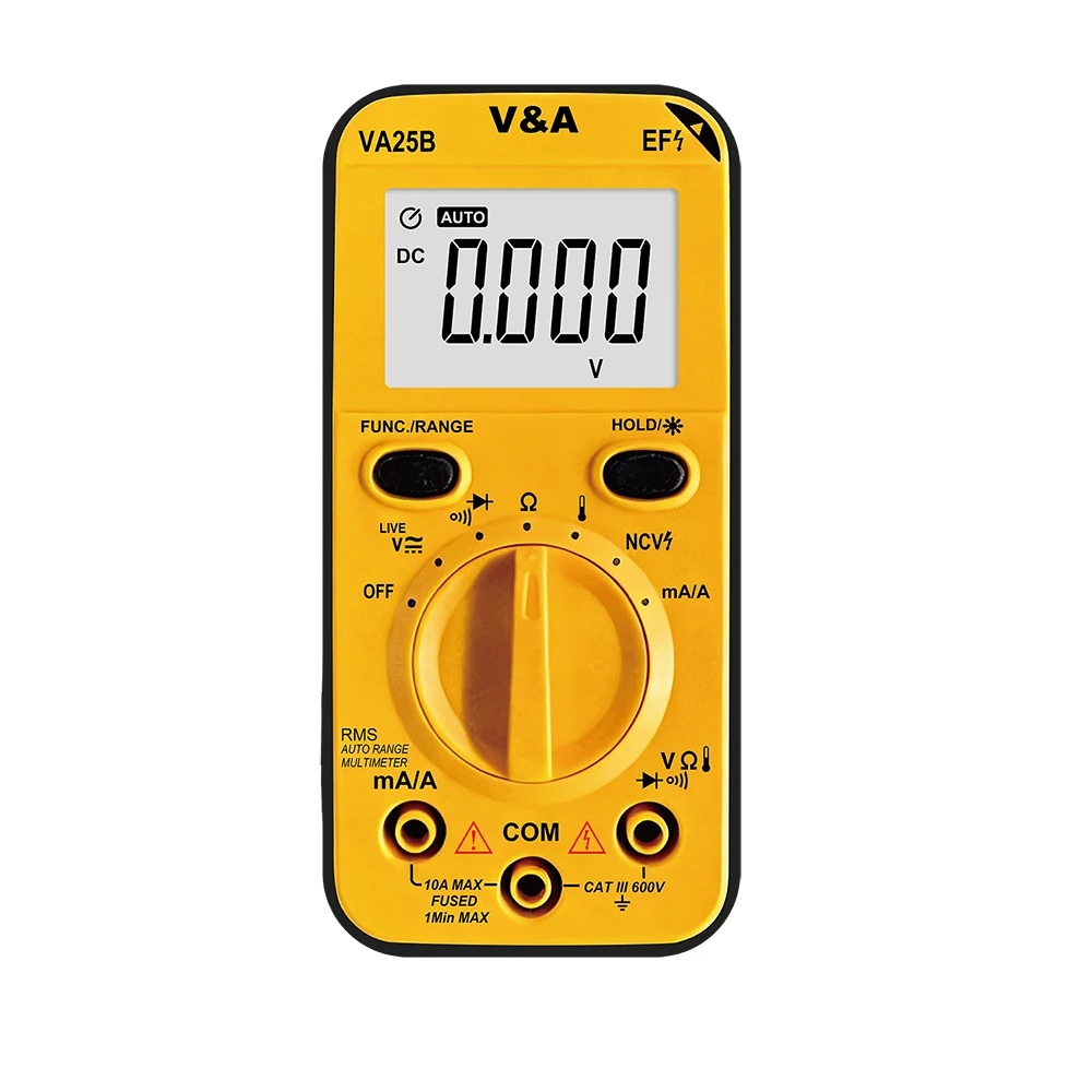Pocket True RMS Digital Multimeter NVC VA25B Auto Range with LCD Display Voltage Current Resistance Diode Backlight