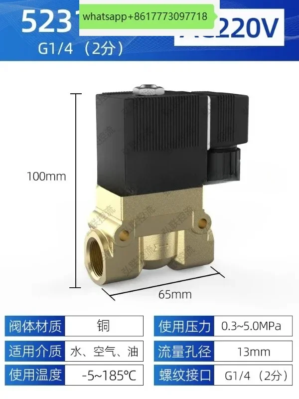 High pressure solenoid valve 5404-04 5231015 water valve air valve 2  3  4   6 minutes 1 inch 220v24