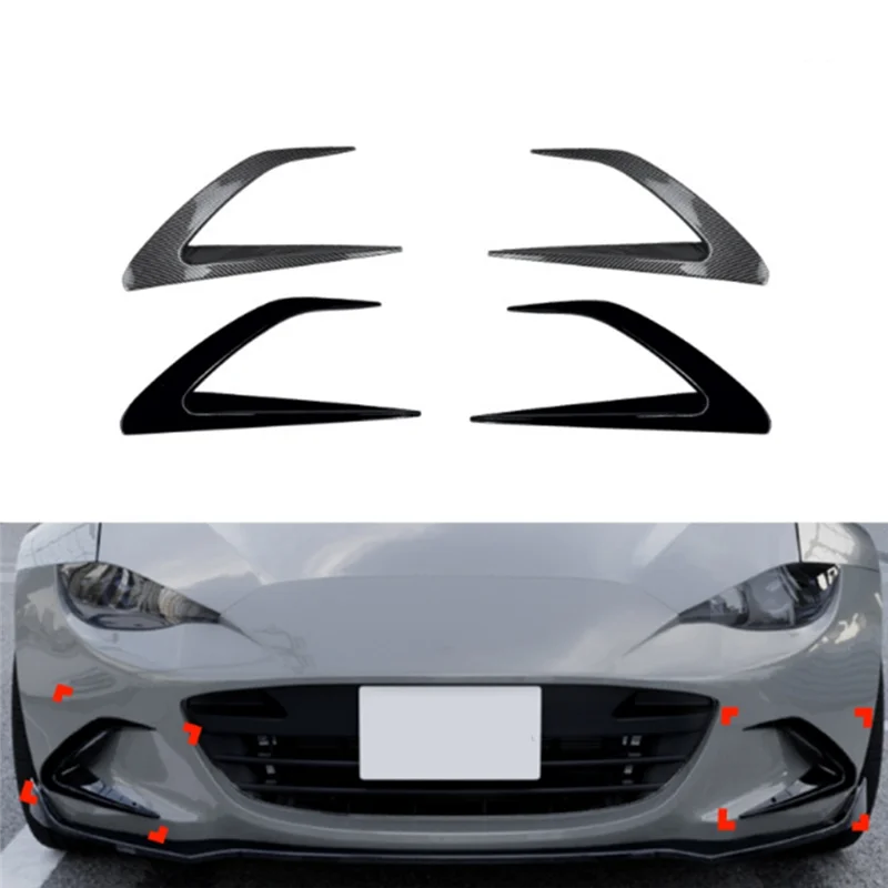 

NEW-Car Front Bumper Splitter Spoiler Fog Lamp Spoiler Cover Trim For Mazda Miata MX-5 ND 2016+ Glossy Black