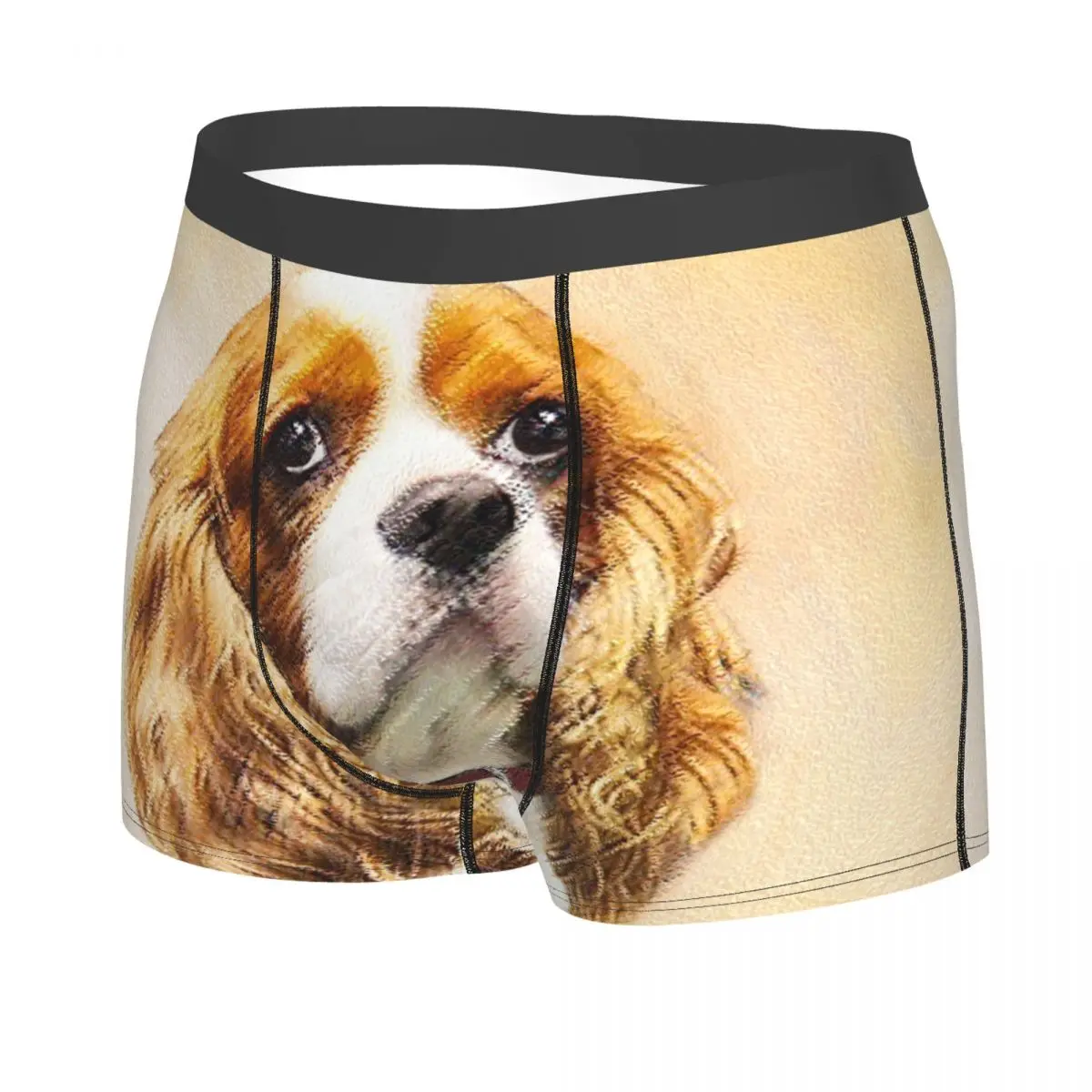 Custom The Cavalier King Charles Spaniel Dog Boxer Shorts For Men 3D Print Animal Underwear Panties Briefs Stretch Underpants