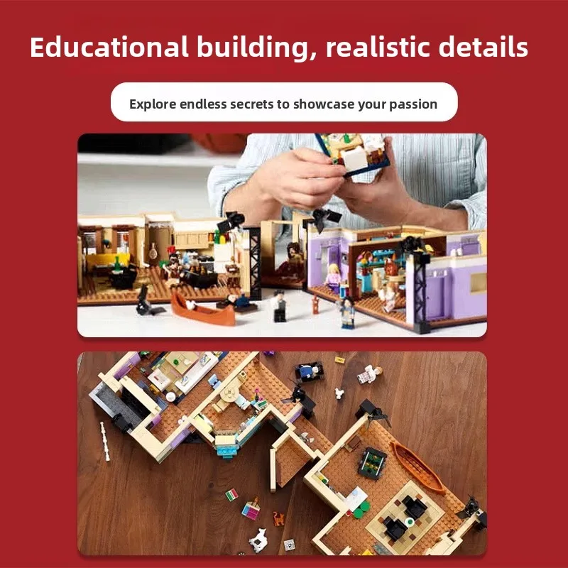 نموذج مجمع من قطع البناء التعليمية للأطفال على شكل شقة مونيكا وراشيل من مسلسل فريندز، هدايا للأولاد والبنات