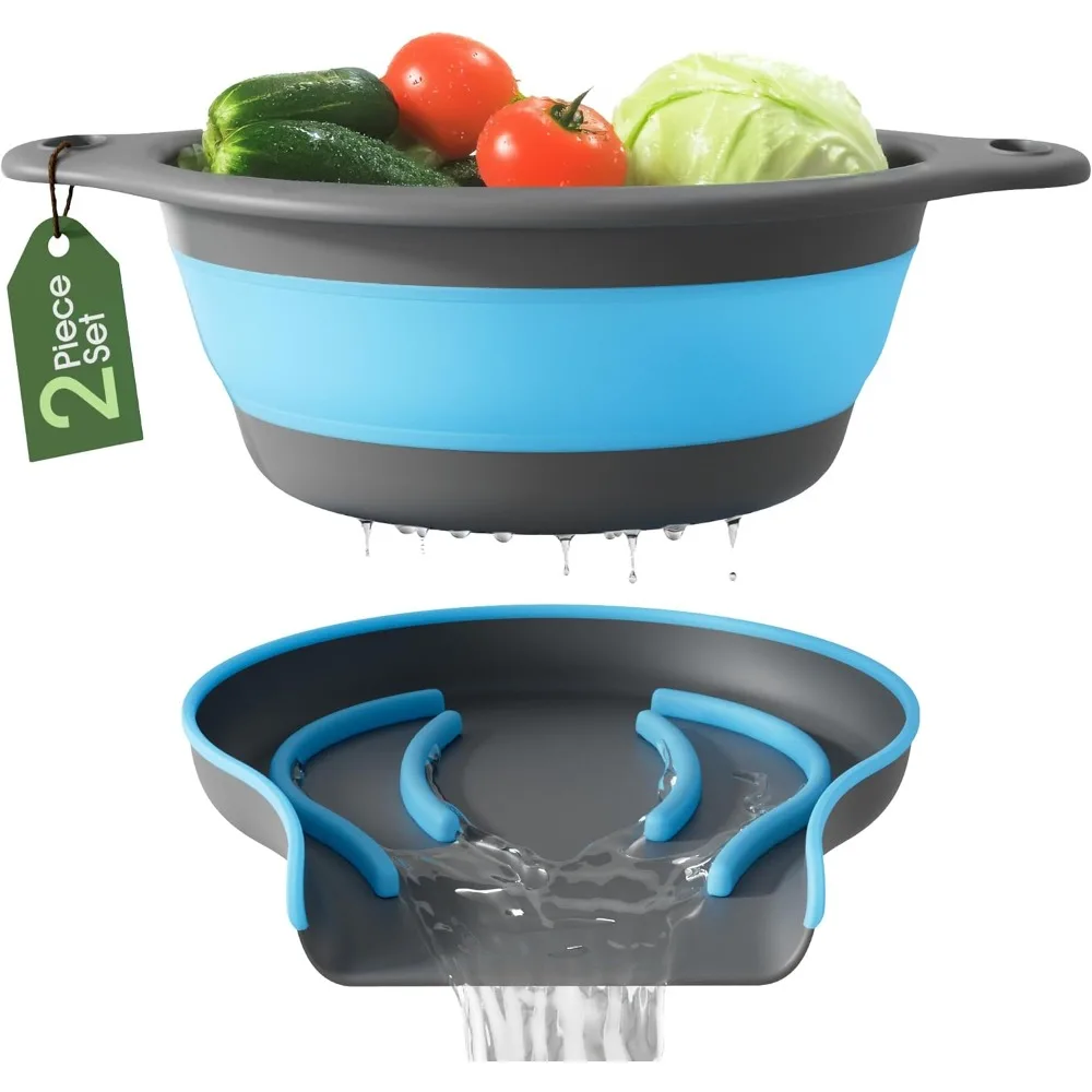 

Ситечко с самовыдвижным основанием (5QT) Складной кухонный дуршлаг с раковиной и боковым сливом основания для пасты, овощей и