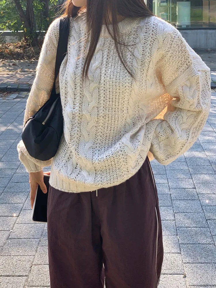 

Мягкий свободный женский вязаный свитер, винтажный твист-дизайн, топ Lazy Sle Top Qui очень Dongdaemun Market, пряжа, твист-трикотаж