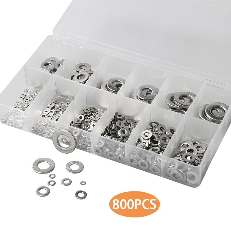 800/680 pz 304 in acciaio inox WashersM2 M3 M4 M5 M6 M8 M10 m12rondella piatta Kit guarnizioni semplici passivazione pulizia anticorrosione