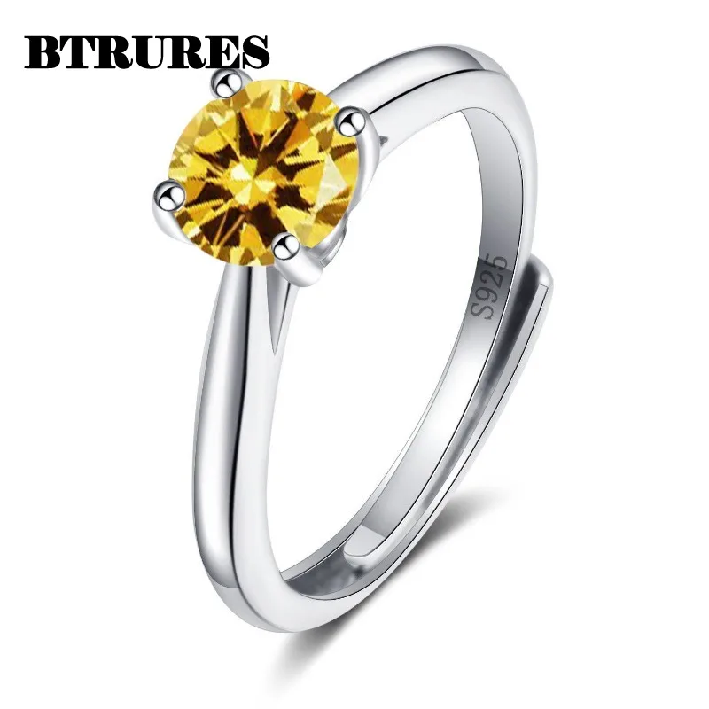 925 Sterling Silver Adjustable Purple Zircon Open Ring