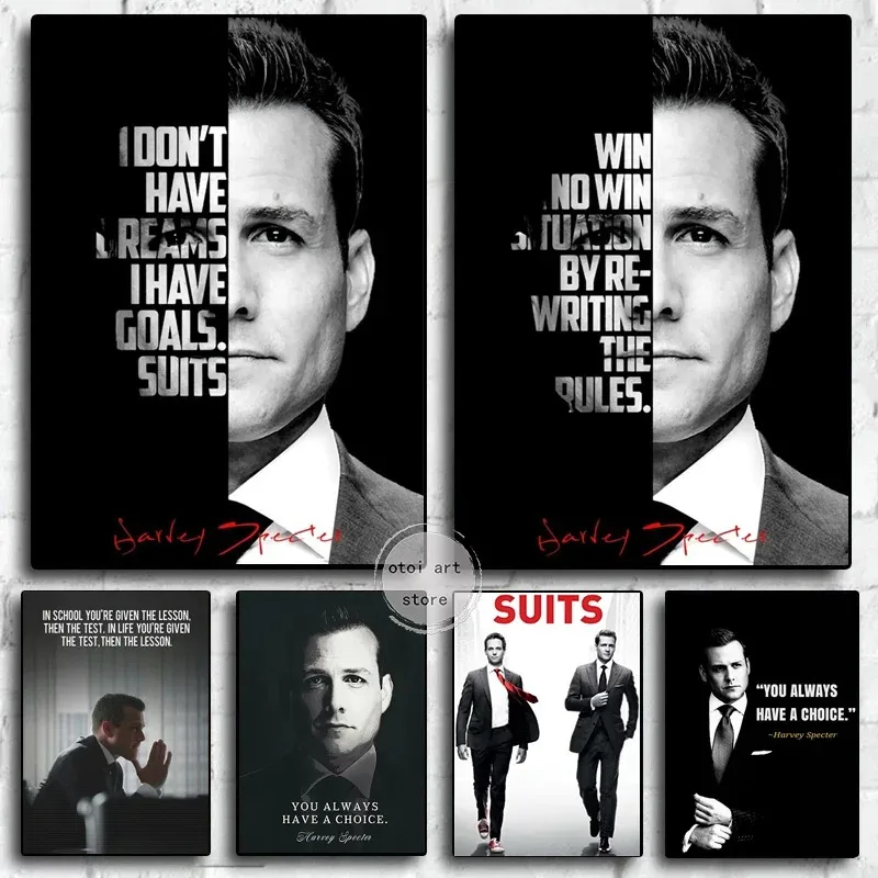 Motivational Quotes Harvey Specter Lawyer in TV Suits Art Posters Canvas Painting Wall Print Pictures for Room Home Office Decor