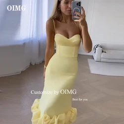 OIMG Yellow/Lavender Evening Party Dresses Spaghetti Straps Sweetheart Ankle Length Prom Gowns Event Night Dress Customized