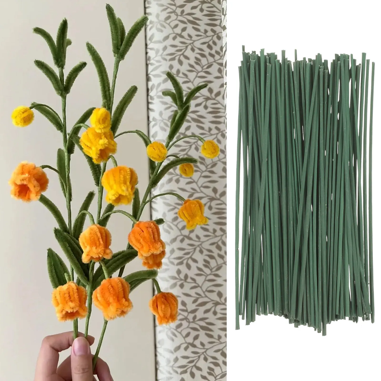

100Pcs DIY Floral Stem Wire Artificial Flower Rod Flexible Metal Wire for Wedding Bouquet Garland Floral Arrangement Kit