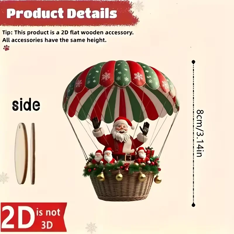 10 Pieces of Gebilai CO Handcrafted Style Artificial Wood Pendant Set - Retro Hot Air balloon Outdoor Christmas Tree, Wedding, B