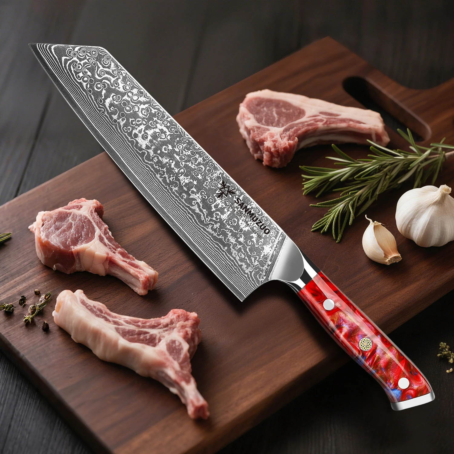 SANMUZUO 8,5 Zoll Kiritsuke – XUAN-Serie – Küchenkochmesser aus Damaststahl mit Harzgriff zum Kochen von Heimwerkzeugen 4