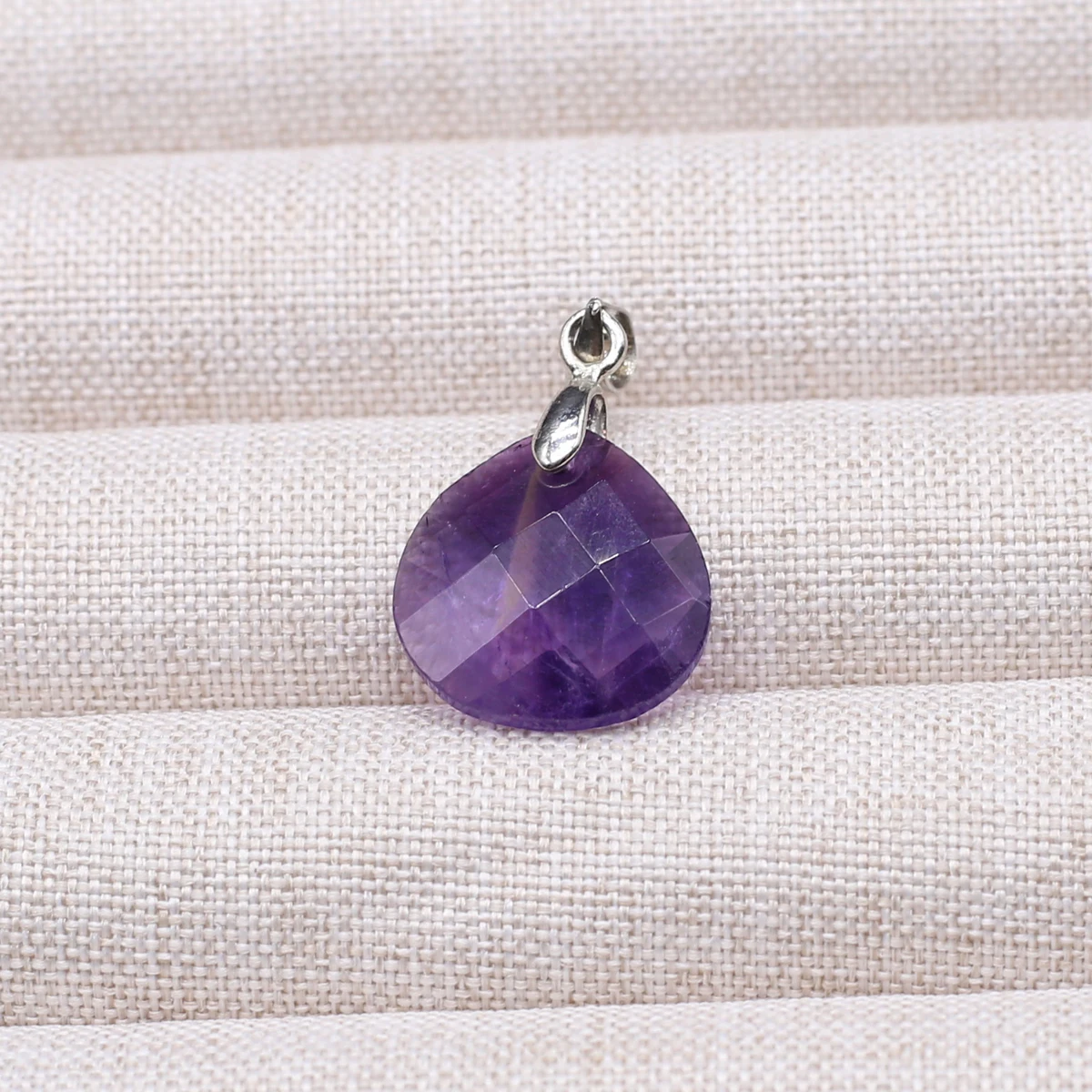 5pcs Natural Stone Pendant Faceted Water Drop Amethyst Rose Quartz Pendant for Making DIY Jewelry Necklace Bracelet 14x15mm