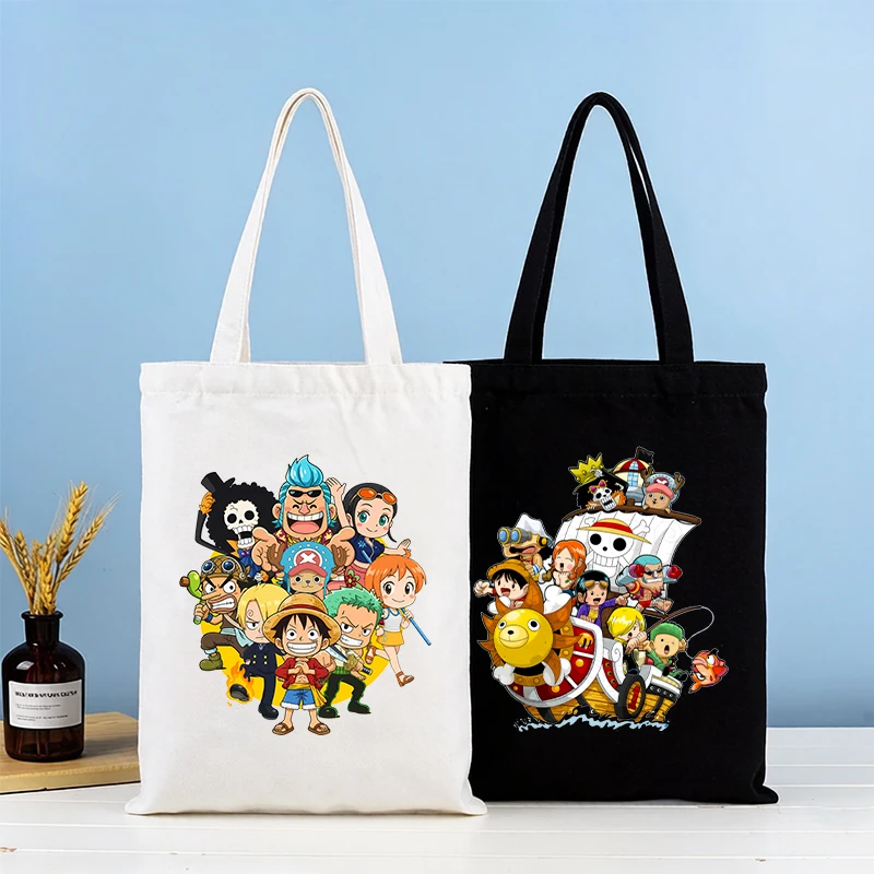 

Ones Piece Man Canvas Hand Bag Cute Anime Zoro-Luffy-Boys Kids Reusable Folding Large Capacity Shopping Pocket Shoulder Tote Bag
