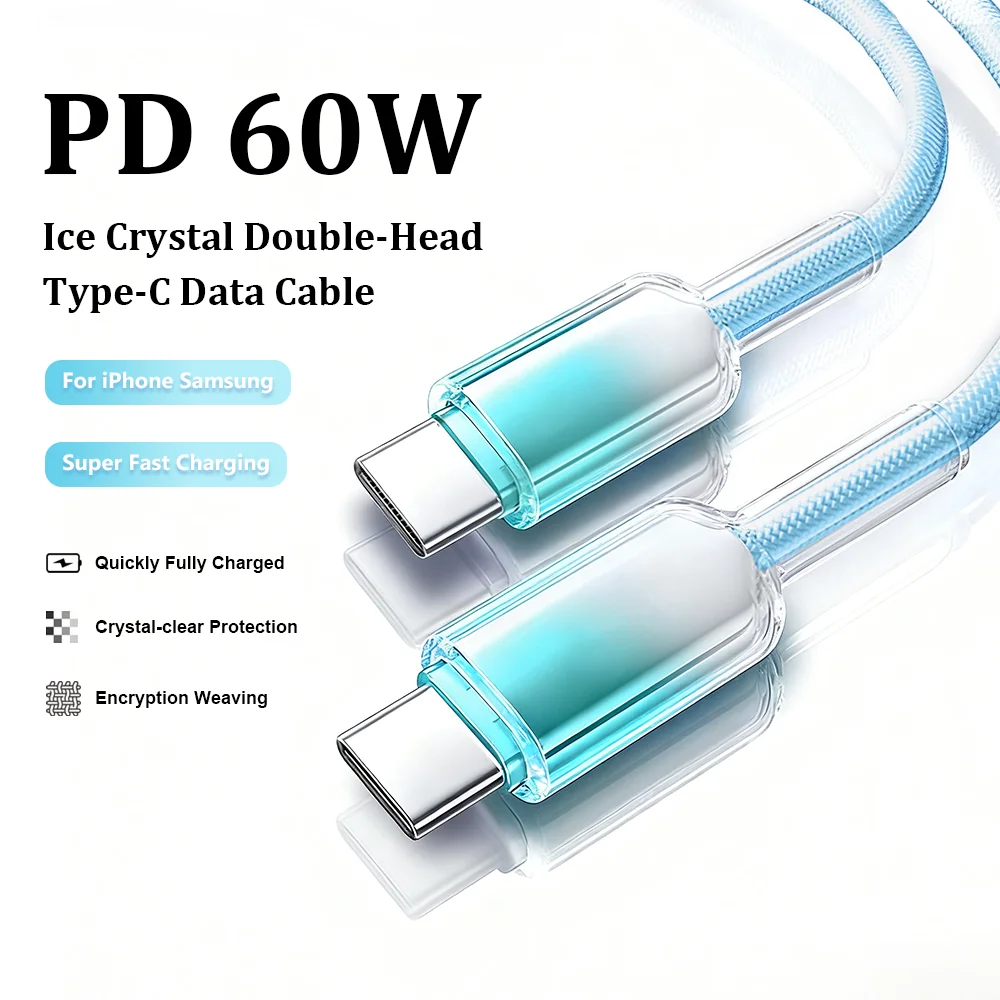 

Для iPhone Кабель для быстрой зарядки USB Type C To C 60 Вт Быстрая зарядка Цветное плетение Провод для передачи данных Для Xiaomi 17 16 15 Pro Samsung S25 S24