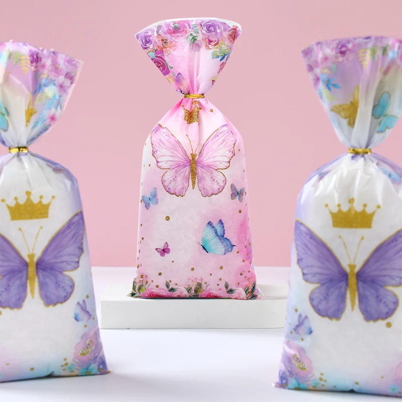 25/50/100pcs Candy Bags Gift Packing Bags Biscuit Butterfly Birthday Party Decorations Gift Candy Bag Baby Shower Party Supplies images - 6