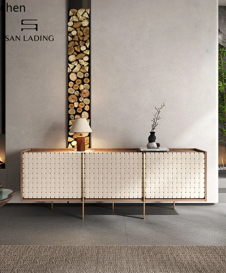 

QZT light luxury walnut dining side cabinet storage modern simple entrance living room decorative cabinet