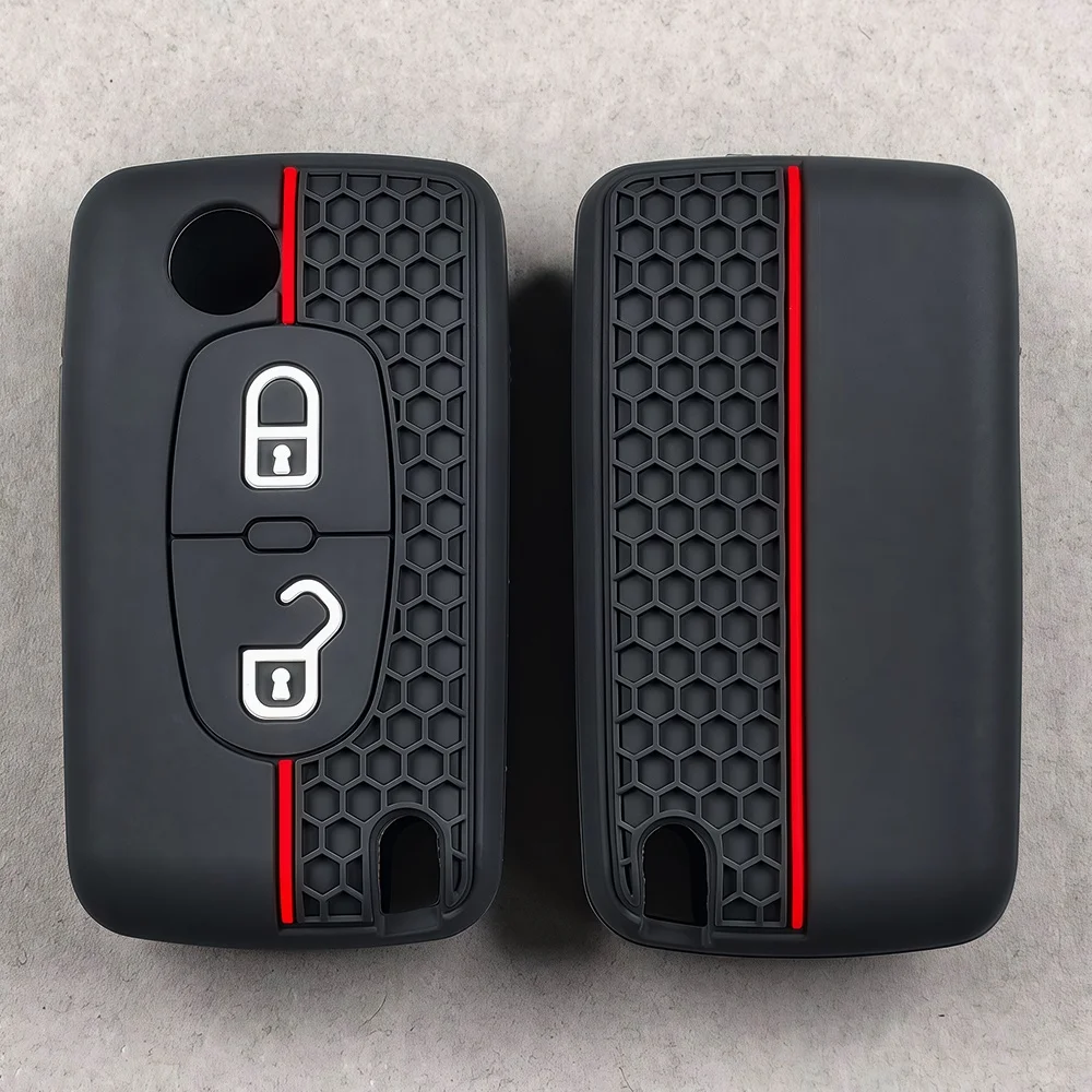 2 Button Silicone Car Key Ring Cover Case Holder For Peugeot 206 308 3008 Expert Partner Citroen C3 Pluriel Picasso Berlingo