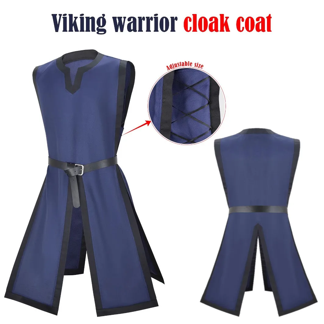 

Medieval Viking Tunic Shirt V-Neck Sleeveless With Belt Renaissance Cosplay Performance Halloween Costume Pirate Warriors Top