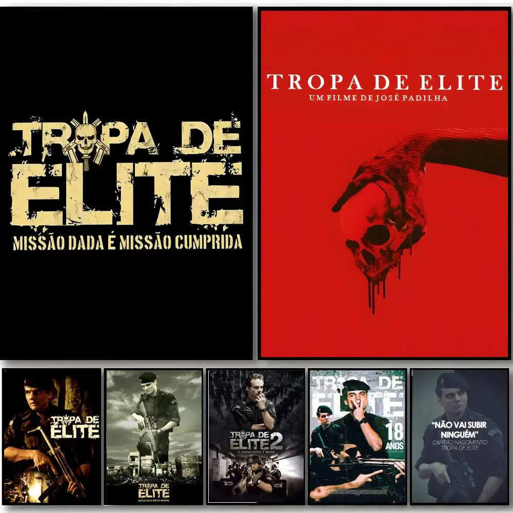 Pôster de Ação do Filme T-Tropa De Elite em HD, Arte Adesiva para Parede, Impermeável, Decoração Estética para Casa, Quarto e Bar