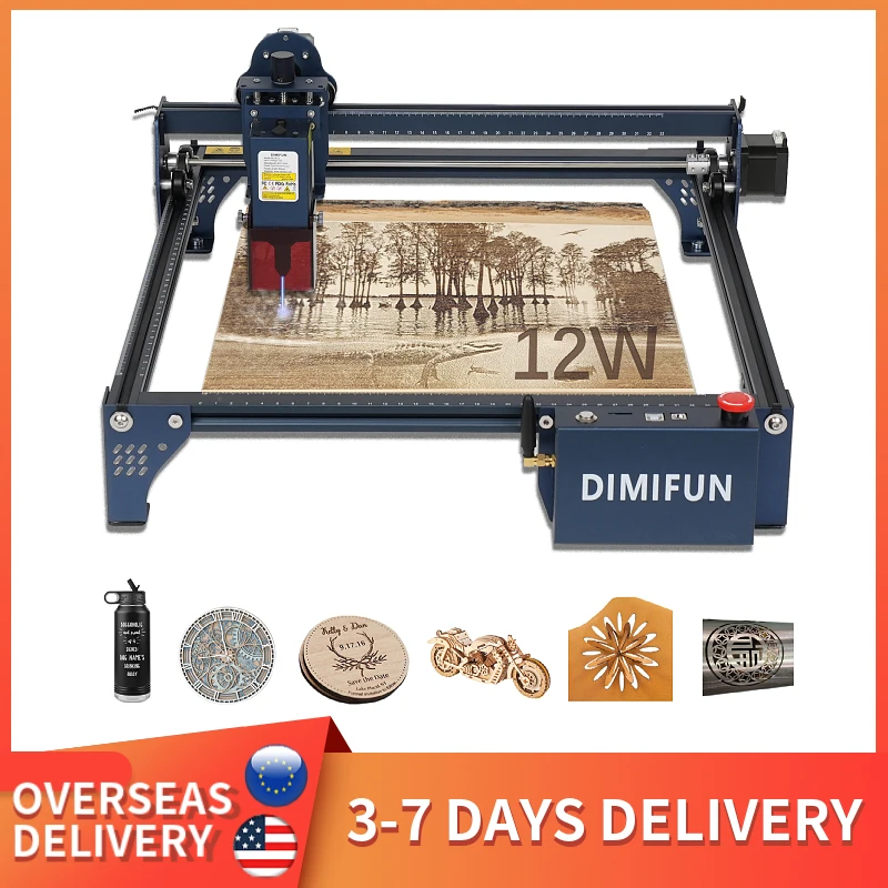 DIMIFUN 조각 및 절단기 GRBL 앱 오프라인 제어 445 ± 5nm 블루 라이트 CNC DIY 공구 작업 영역, DM6 B12, 12W, 300x300