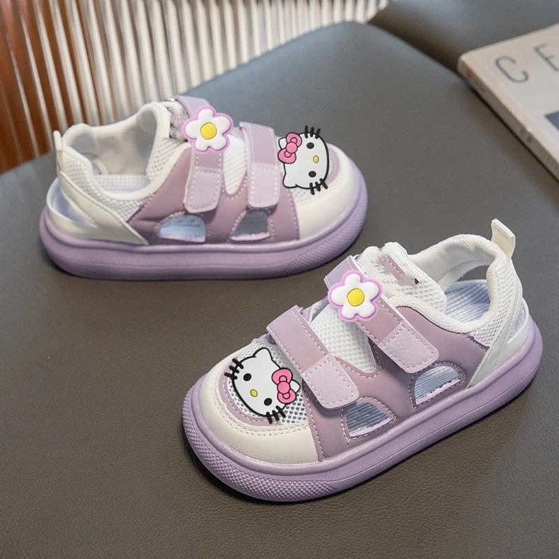 

Sanrio, весенне-летние детские сандалии, дышащая удобная пляжная обувь для мальчиков, обувь для малышей Hello для девочек, легкая, мягкая