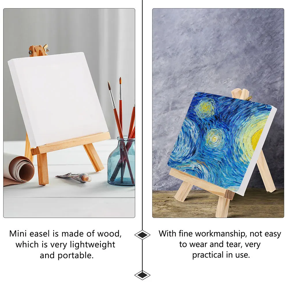 

2Sets Wood Mini Easel Canvas Painting Display Stand Adjustable Desk Rack for Photo Postcard Artwork Organizer Durable
