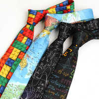2025 New Creative Design Maths Map Printed Neckties Men Casual Shirt Accessories Daily Neckwear Polyester 8cm Soft Skinny Ties