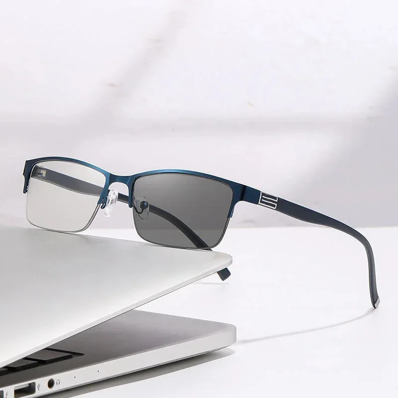 New Photochromic Reading Glasses Progressive Multifocal Far Sighted Eyewear Men Anti-blue Light Eyeglasses Sun Shades Glasses
