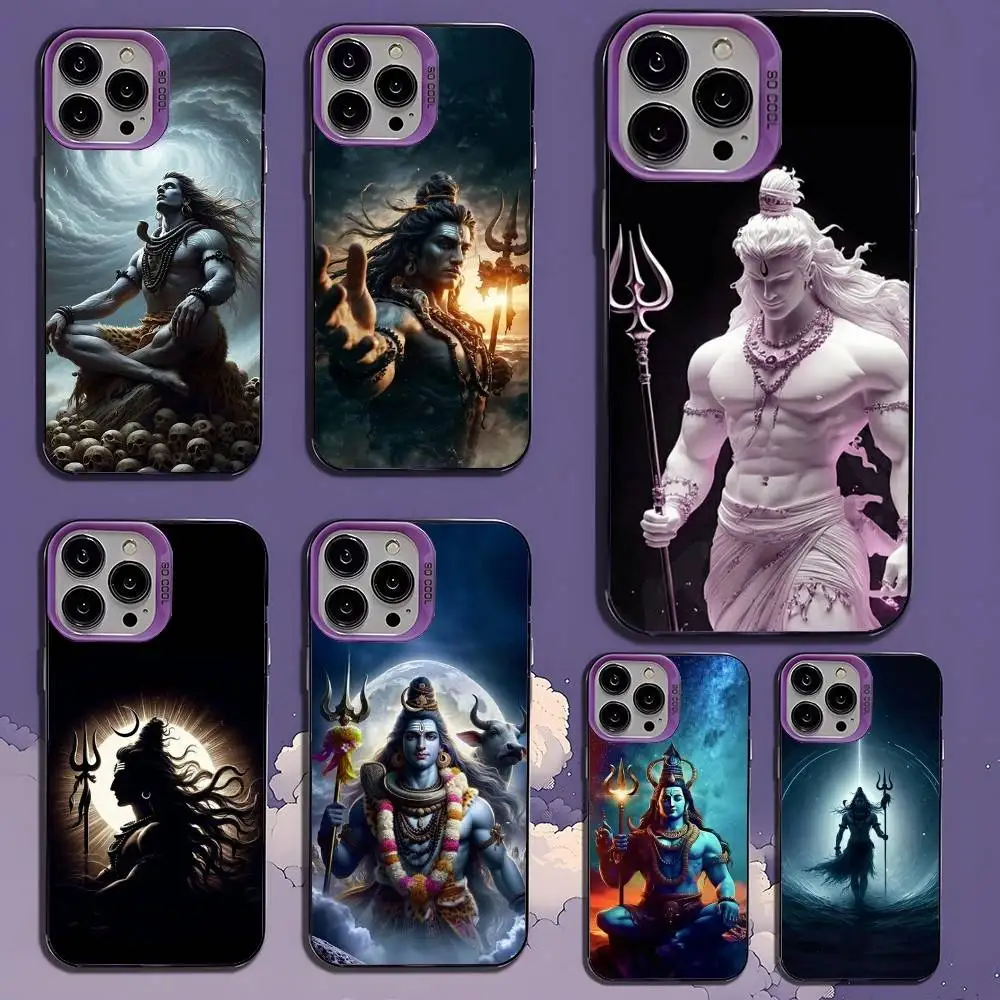 

Lord Shiva Hindu G-God Buddha Phone Case For iPhone17,16,15,14,13,12,11,Mini,Pro,SE,MAX,plus,Purple Matte Silicone Cover