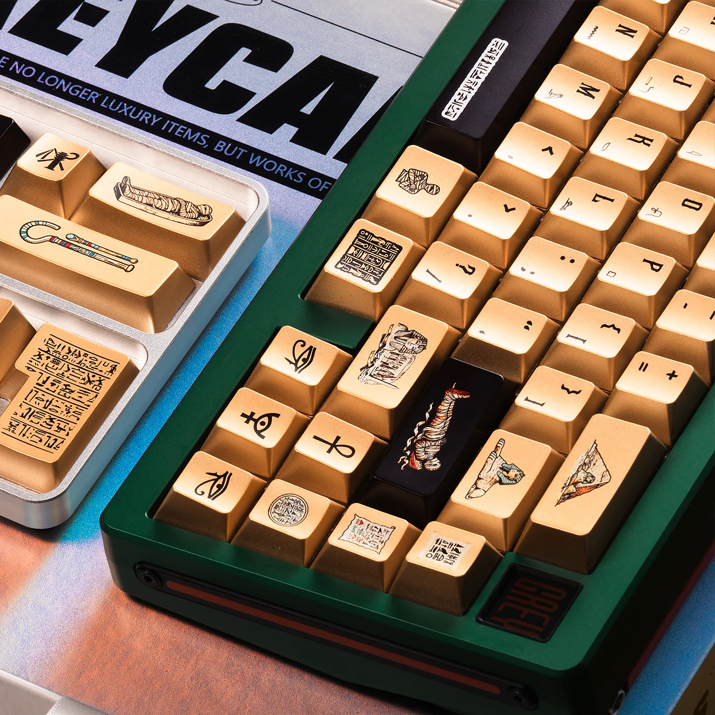 Egypt Keycaps Cherry Profile Metal Paint PBT Keycaps Mental Feel Cool Gold Custom Keycap Retro Keycap For MX Mechanical Keyboard - view 5