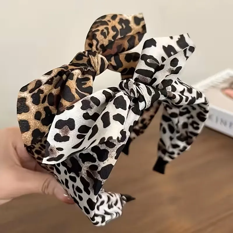 New leopard print bow headband, high-end hair accessory for parties and travel, multifunctional hair accessory