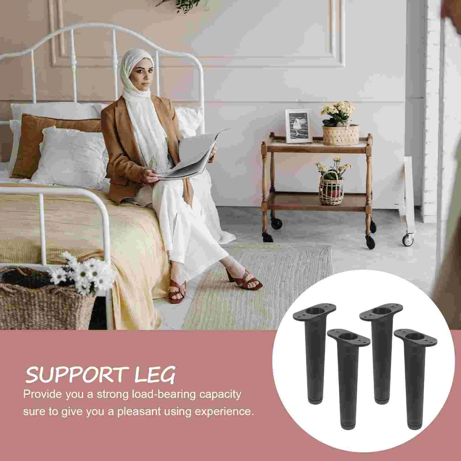 4 Pcs Bed Support Frame Legs Frames Extender Adjustable Plastic Steel Universal