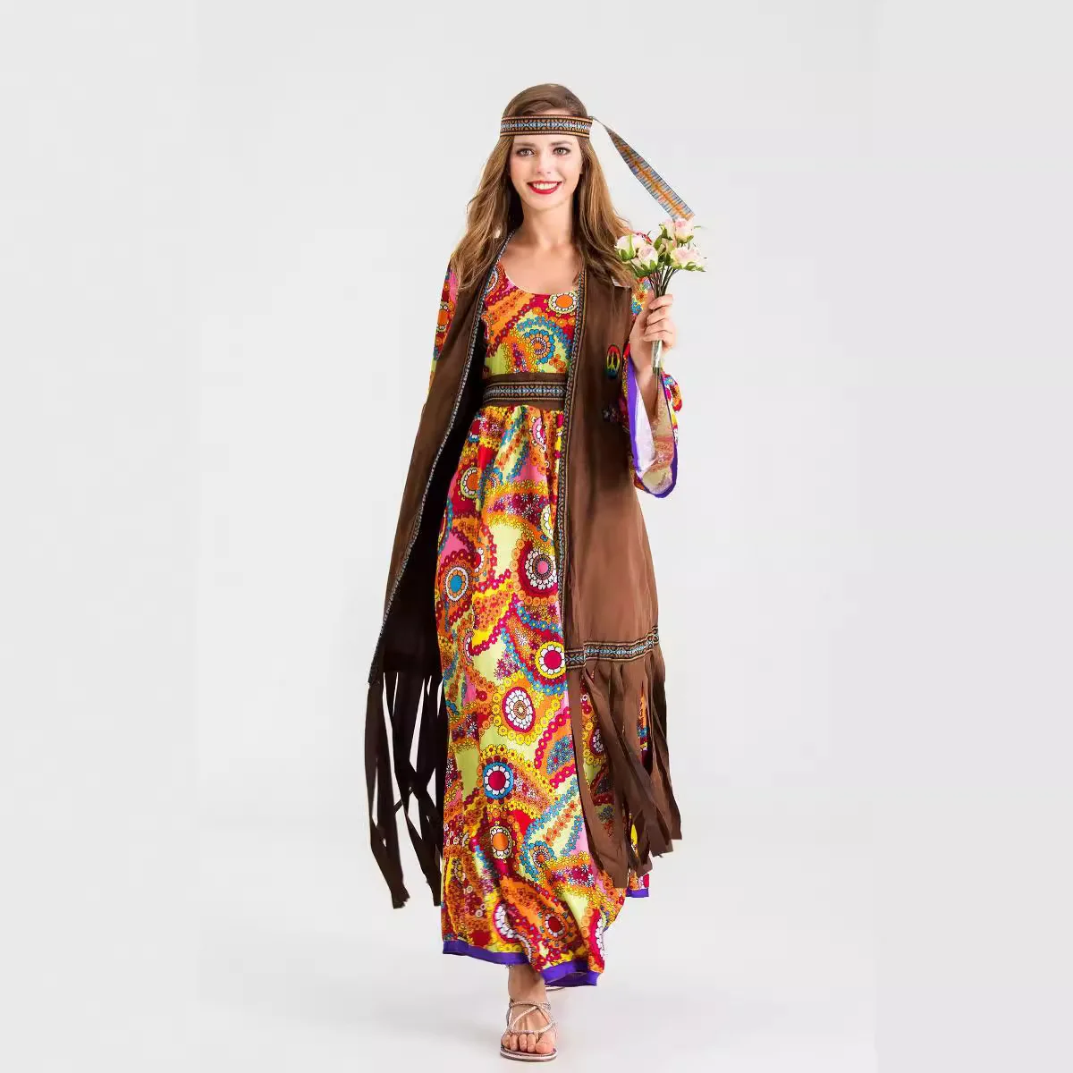 Costume d'halloween rétro Disco Hippie, vêtements de spectacle de Cosplay, Costume de scène ethnique pour femmes, saison de printemps, fabriqué en chine, nouvelle collection 2025